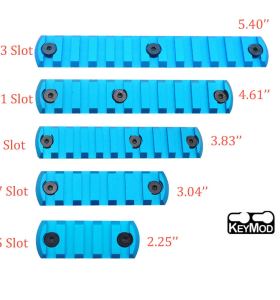 Trirock New Blue Optional 5, 7, 9, 11, 13 Slots Picatinny / Weaver Rail Section for KeyMod Handguard System