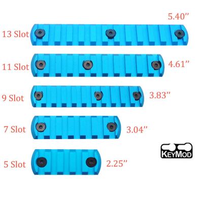 Trirock New Blue Optional 5, 7, 9, 11, 13 Slots Picatinny / Weaver Rail Section for KeyMod Handguard System
