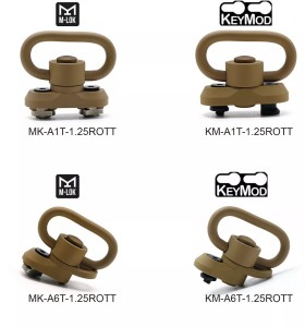 Trirock optional Keymod/M-LOK TAN/FDE Push Button QD 1.25" sling swivel Base Mount or with Clever Hole for Snap Clip Hook