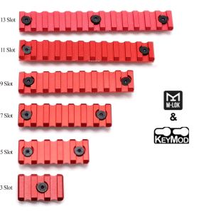 Trirock Universal Upgraded optional 3, 5, 7, 9, 11, 13 slots Red Picatinny Rail Section compatible of Both Keymod&M-lok rail System