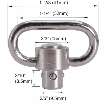 TRIROCK 1.25 Inch Optional Black/FDE/Silver Push Button Quick Release Detachable Sling Swivel Mount for gun rifle sling