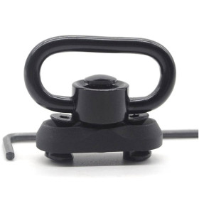 Trirock QD Push Button Sling Swivel 1.25 Inch Hook with Round Edge Keymod Base for AR15
