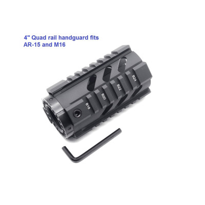 TRIROCK New 4'' Black Quad Rail Handguard Picatinny Rail Mount fits .223/5.56 rifle AR15 AR-15 M16 for real pistol shotgun