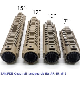 Trirock optional 7" 10" 12" 15" TAN/FDE Quad Rail AR15 AR-15 M16 Handguard Picatinny Rail Mount Fits .223/5.56 cal.