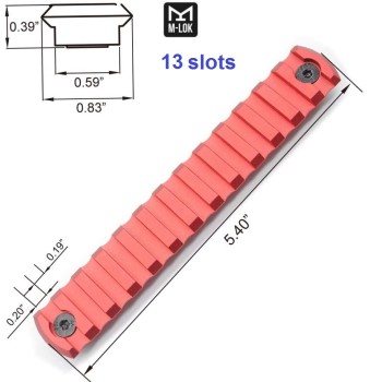Trirock Red optional  3, 5, 7, 9, 11, 13 slots M-LOK Aluminum Picatinny Rail Section