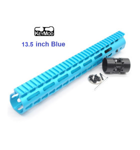 Trirock New NSR 13.5 Inch Length Blue Free Floating KeyMod AR15 Handguard With Rail Mount Steel Barrel Nut