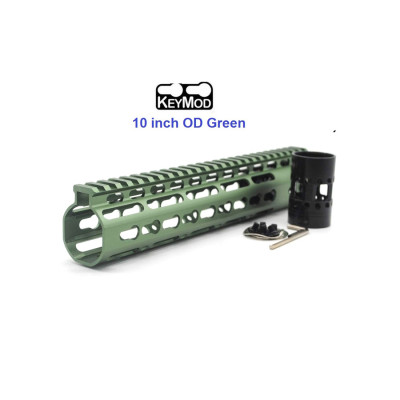 Trirock New NSR 10 Inch Length Olive drab green Free Floating KeyMod AR15 Handguard With Rail Mount Steel Barrel Nut
