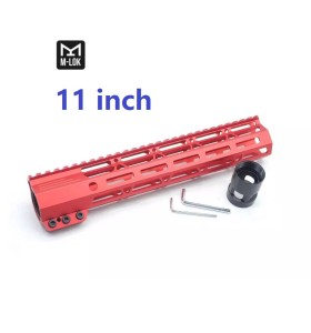 Trirock Clamp On Red Tactical 11 inch M-LOK handguard for AR15 M4 M16 with Steel Barrel Nut fits .223/5.56 rifles