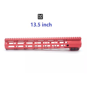 Trirock  Clamp On Red Tactical 13.5 inch M-LOK handguard for AR15 M4 M16 with Steel Barrel Nut fits .223/5.56 rifles