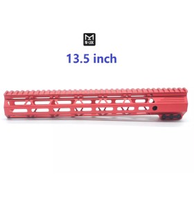 Trirock  Clamp On Red Tactical 13.5 inch M-LOK handguard for AR15 M4 M16 with Steel Barrel Nut fits .223/5.56 rifles