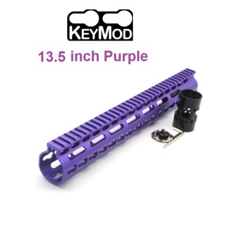 Trirock New NSR 13.5 Inch Length Purple Free Floating KeyMod AR15 Handguard With Rail Mount Steel Barrel Nut