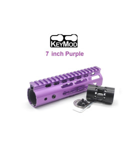 Trirock NSR 7 Inch Length Purple Free Floating KeyMod AR15 Handguard With Rail Mount Steel Barrel Nut