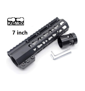 Trirock New Clamp On Black Tactical 7 inches Keymod handguard for AR15 M4 M16 with Steel Barrel Nut fits .223/5.56 rifles