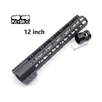 Trirock New Clamp On Black Tactical 12 inches Keymod handguard for AR15 M4 M16 with Steel Barrel Nut fits .223/5.56 rifles