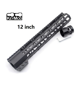 Trirock New Clamp On Black Tactical 12 inches Keymod handguard for AR15 M4 M16 with Steel Barrel Nut fits .223/5.56 rifles