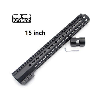 Trirock New Clamp On Black Tactical 15 inches Keymod handguard for AR15 M4 M16 with Steel Barrel Nut fits .223/5.56 rifles