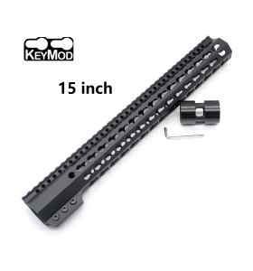 Trirock New Clamp On Black Tactical 15 inches Keymod handguard for AR15 M4 M16 with Steel Barrel Nut fits .223/5.56 rifles