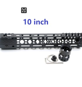 Trirock NSR style Black 10 inches M-LOK free float AR15 handguard mlok bevel edge fits .223/5.56 rifles with steel barrel nut