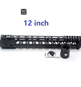 Trirock NSR style Black 12 inches M-LOK free float AR15 handguard mlok bevel edge fits .223/5.56 rifles with steel barrel nut