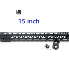 Trirock NSR style Black 15 inches M-LOK free float AR15 handguard mlok bevel edge fits .223/5.56 rifles with steel barrel nut