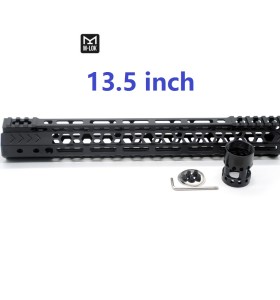 Trirock NSR style Black 13.5 inches M-LOK free float AR15 handguard mlok bevel edge fits .223/5.56 rifles with steel barrel nut