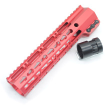 Trirock Clamp On Red Tactical 9 inch Keymod handguard for AR15 M4 M16 with Steel Barrel Nut fits .223/5.56 rifles