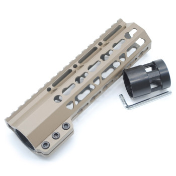 Trirock Clamp On TAN/FDE Tactical 7 inch Keymod handguard for AR15 M4 M16 with Steel Barrel Nut fits .223/5.56 rifles