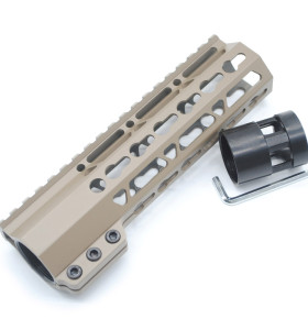 Trirock Clamp On TAN/FDE Tactical 7 inch Keymod handguard for AR15 M4 M16 with Steel Barrel Nut fits .223/5.56 rifles