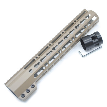 Trirock Clamp On TAN/FDE Tactical 10 inch Keymod handguard for AR15 M4 M16 with Steel Barrel Nut fits .223/5.56 rifles