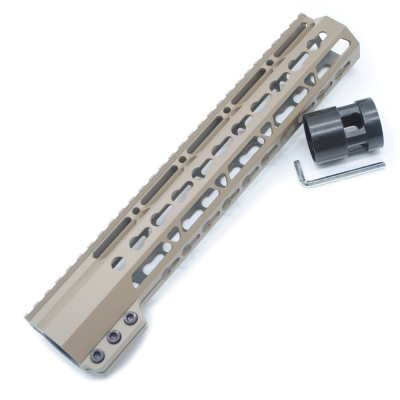 Trirock Clamp On TAN/FDE Tactical 11 inch Keymod handguard for AR15 M4 M16 with Steel Barrel Nut fits .223/5.56 rifles