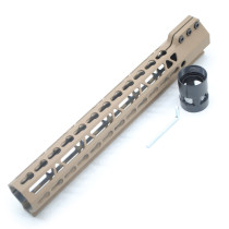 Trirock Clamp On TAN/FDE Tactical 12 inch Keymod handguard for AR15 M4 M16 with Steel Barrel Nut fits .223/5.56 rifles