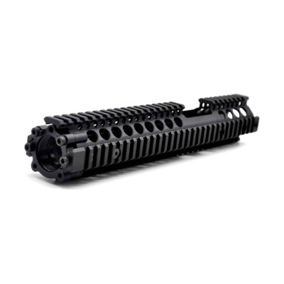 TRIROCK Two-Pieces Design 12.7 inch Drop-in Quad Rail Black handguard for MK18 Rifle Interface System for Fitting .223 Cal. Allows Space for Front Triangle Sight