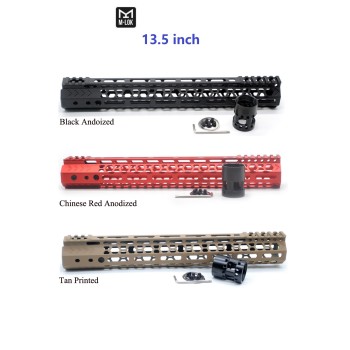 Trirock NSR style optional Black/Red/FDE 13.5 inch M-LOK free float AR15 handguard mlok bevel edge fits .223/5.56 rifles with steel barrel nut