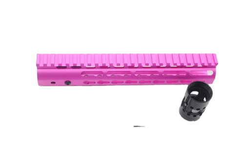 New NSR 10 Inch Length Pink Free Floating KeyMod AR15 Handguard With Rail Mount Steel Barrel Nut