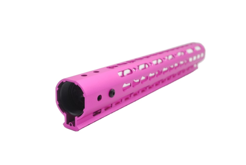 New NSR 13.5 Inch Length Pink Free Floating KeyMod AR15 Handguard With Rail Mount Steel Barrel Nut