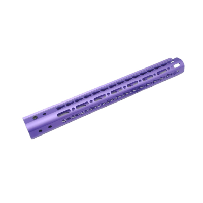 Trirock NSR Style Purple 12 inch Free Float Keymod AR15 Handguard with Steel Barrel Nut