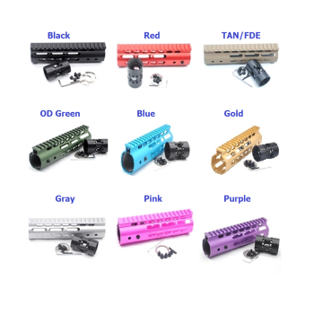 Tirock 9 color NSR 7 inch optional  Black/Pink/Purple/Blue/Gold/Gray/OD green/FDE/Red Free Floating Blue KeyMod AR15 Handguard With Rail Mount Steel Barrel Nut