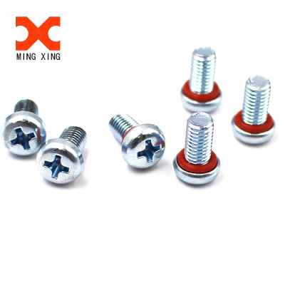 Zinc plated phillips pan head machine screw with rubber ring