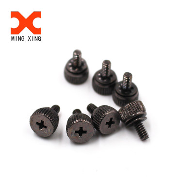 Knurled cylinder head screw with locked washer internal teeth