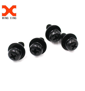 Yuhuang black nickel plated sems screw with spring washer and flat washer