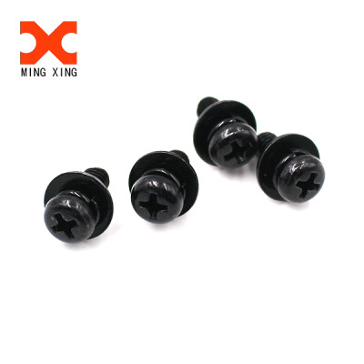 Yuhuang black nickel plated sems screw with spring washer and flat washer