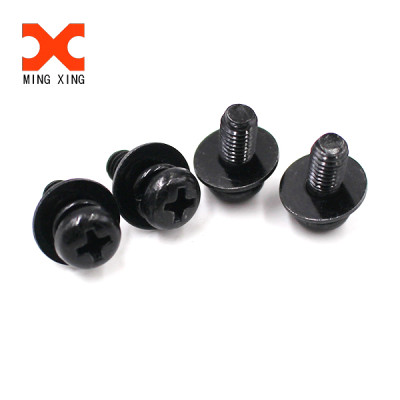 Yuhuang black nickel plated sems screw with spring washer and flat washer