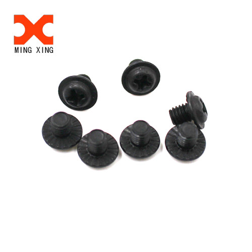 M2 M2.5 M3 steel with balck round pan phillips flange washer head machine screw