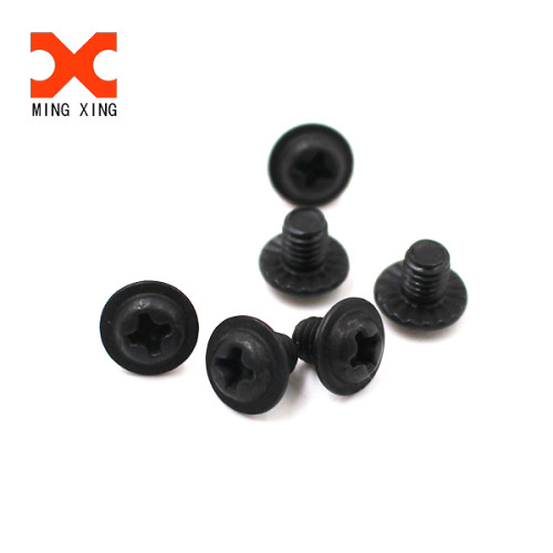 M2 M2.5 M3 steel with balck round pan phillips flange washer head machine screw