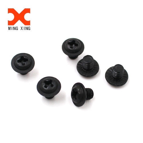 M2 M2.5 M3 steel with balck round pan phillips flange washer head machine screw