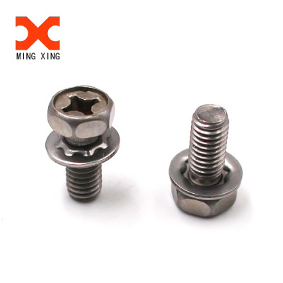 Hexagon Head Bolt And Serrated Lock Washer internal Teeth Assemblies