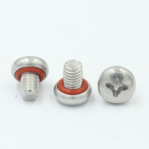 Steel Nickle plated M3X6 Pan philip O ring self sealing screw