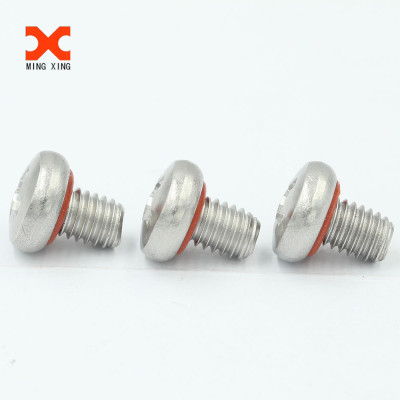 Steel Nickle plated M3X6 Pan philip O ring self sealing screw