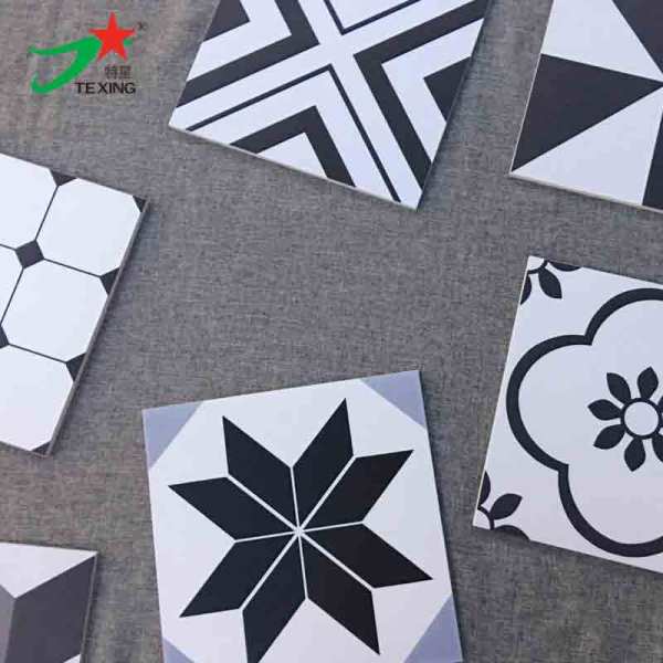 300X300 black and white color designs tiles with Rustic tile body