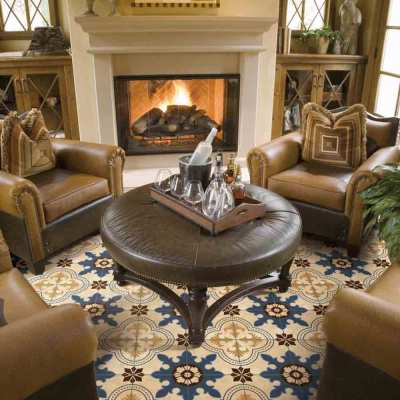 200 x 200mm floral wall and floor art tile